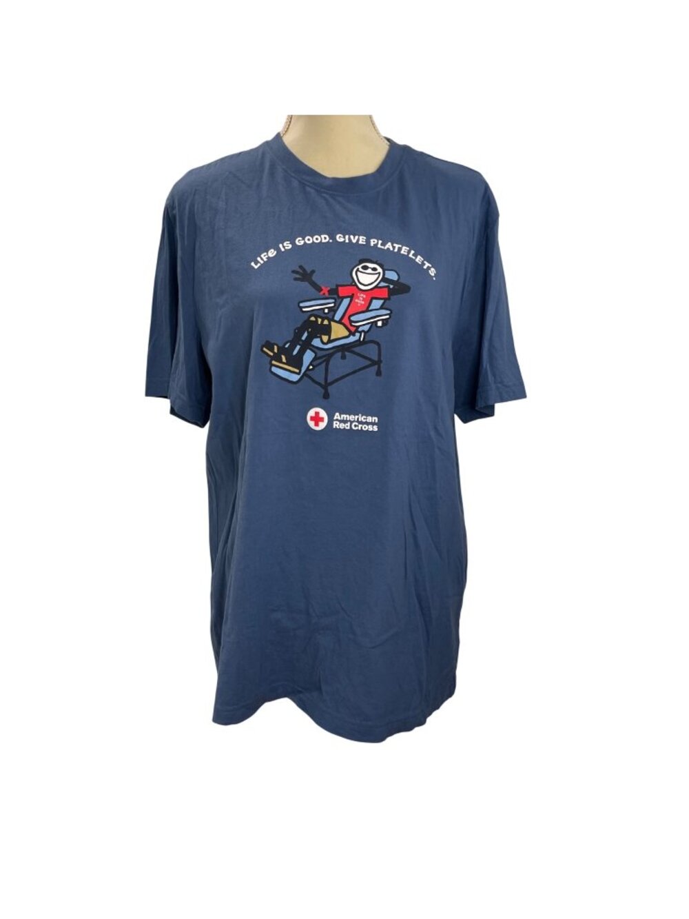 American Red Cross Life is Good Give Platelets T-Shirt Adult Large Donor Shirt